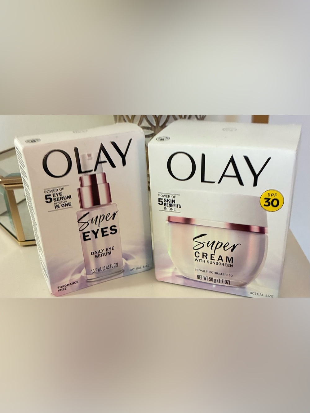 OLAY Super Eyes Serum + Super Cream SPF 30 Skincare Bundle NEW